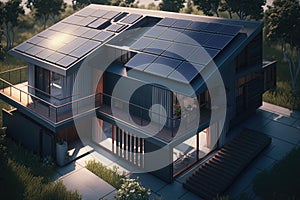 Energy Efficient House With Solar Panels