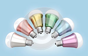 Energy efficient LED light bulbs arranged in fan shape