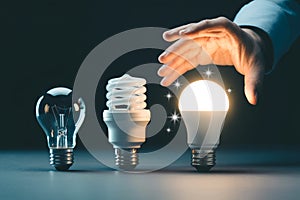 Energy efficient led light bulbs comparison evolution hand selecting best lighting technology choice 100c