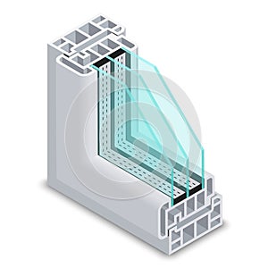 Energy efficient window cross section vector illustration