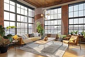 energy-efficient windows in a loft-style apartment