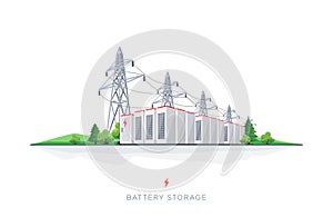 Energy Electricity Battery Storage Grid System with Power Lines