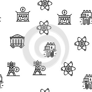 Energy Electricity And Fuel Power Icons Set Vector