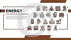 Energy Electricity And Fuel Power Landing Header Vector