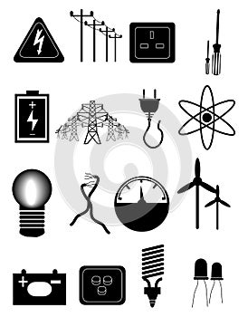 Energy and electricity icons set