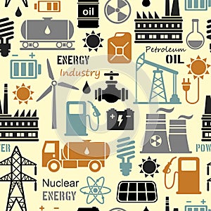 Energy, electricity, power vector seamless background