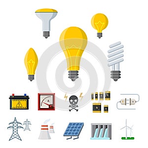 Energy electricity vector power icons battery illustration industrial electrician voltage electricity factory safety