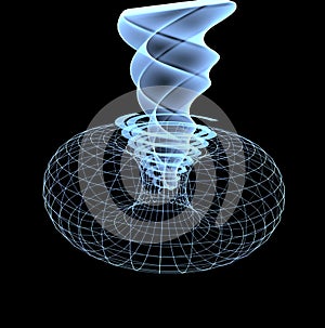 Energy field illustration 3d render man woman inside spiral x-ray