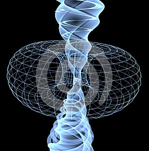 Energy field illustration 3d render man woman inside spiral x-ray