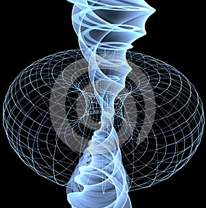 Energy field illustration 3d render man woman inside spiral x-ray