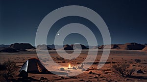 Energy-filled Night Scene: Distant Stars And Desert Tent photo