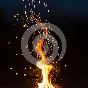 Energy of the fire, emphasizing the contrast between the light of