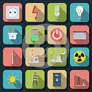 Energy flat vector icons