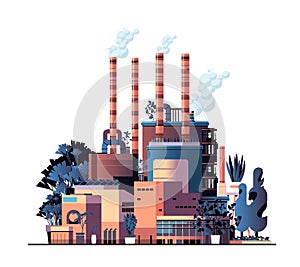 energy generation plant with chimneys electricity production industrial manufacturing building heavy industry factory