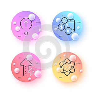 Energy growing, Atom core and Currency rate minimal line icons. For web application, printing. Vector