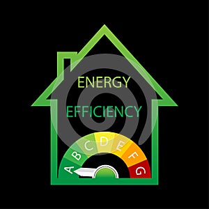 Energy house. energy chart. 3d vector illustration. Chart concept. Vector illustration. Stock image.