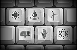 Energy Icons on Computer Keyboard Buttons