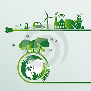 Energy ideas save the world concept Power plug green ecology