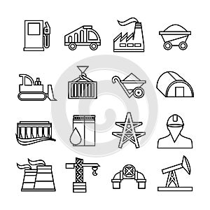 Energy industry icons set. Trendy flat style for graphic design, web-site. Stock Vector illustration.