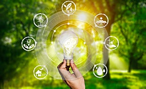Energy innovation light bulb graphic interface