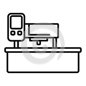 Energy label cnc machine icon outline vector. Flash computer numerical