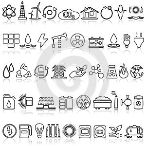 Energy line icons. Solar panels