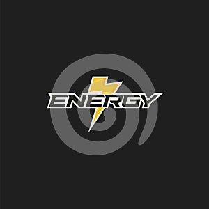 Energy logo font design. Lightning logotype. Vector emblem.