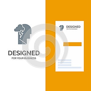 Energy, Mental, Mind, Power Grey Logo Design and Business Card Template