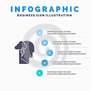 Energy, Mental, Mind, Power Solid Icon Infographics 5 Steps Presentation Background