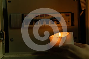 Energy outage troubleshooter light switch shutdown candle europe out, from, blackout meter photo