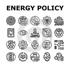 energy policy infrastructure icons set vector