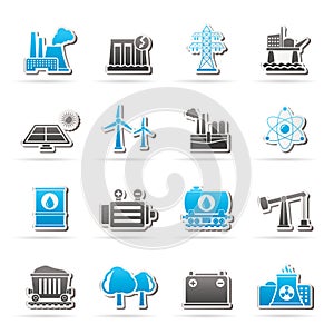 Energy producing industry and resources icons