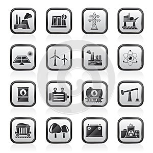 Energy producing industry and resources icons