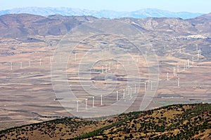 Energy production by windmills in Andalusia, Spain