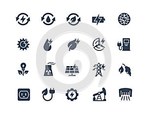 Energy Related Icons in Glyph Style