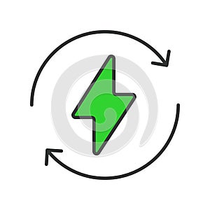 Energy reload for a car icon in line design. Energy, reload, power, recharge, charge, renew, refresh, refill, boost