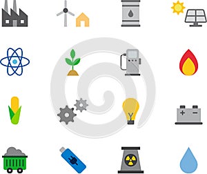 ENERGY RESOURCES colored flat icons