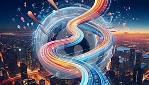 Energy Sankey diagram, Ai generated image