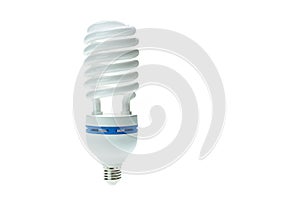 Energy saving compact fluorescent lamp, Spiral shape. Isolated o