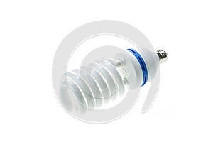 Energy saving compact fluorescent lamp, Spiral shape. Isolated o