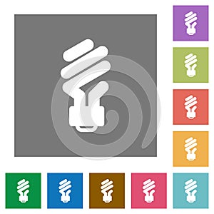 Energy saving fluorescent light bulb square flat icons