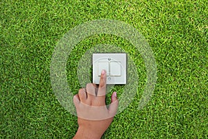 Energy saving with green and climate change concept.