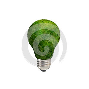 Energy saving green eco bulb on white background