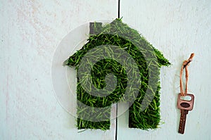 Energy saving, house made of grass.