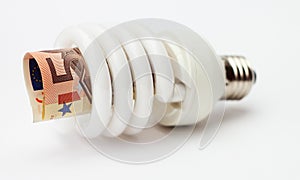 Energy saving lamp with banknote