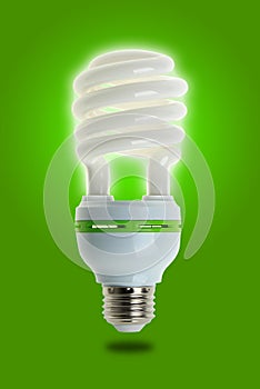 Energy Saving Lamp on Green