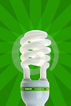 Energy Saving Lamp on Green