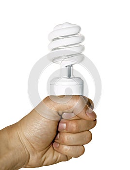 Energy saving lamp with human hand