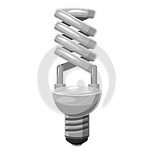 Energy saving lamp icon, gray monochrome style