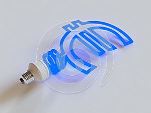 Energy saving lamp in the shape of the euro